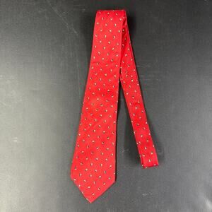 Christian Dior Red White Blue Mens Necktie Floral Silk Made in Italy USA Vintage